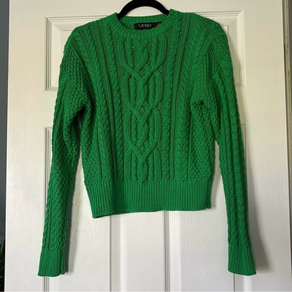 Ralph Lauren Green Cable Knit Sweater